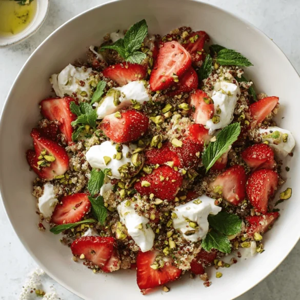 Strawberry Burrata Quinoa Salad with Pistachios