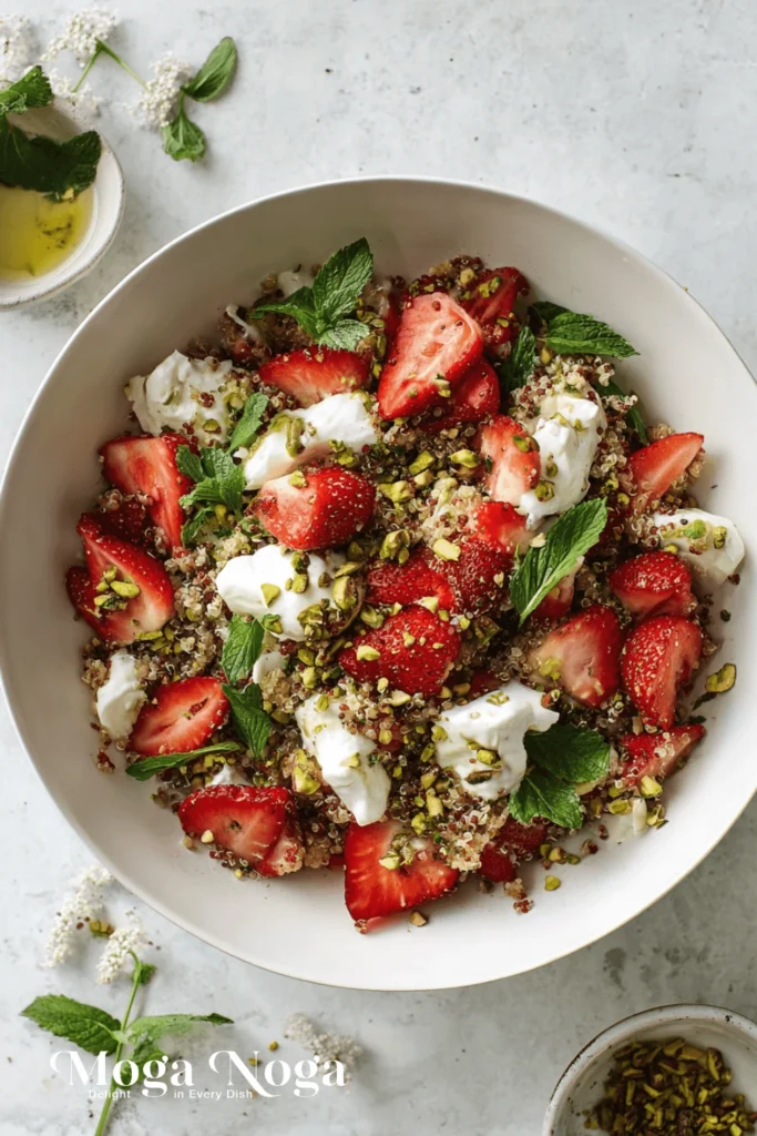 Strawberry Burrata Quinoa Salad with Pistachios