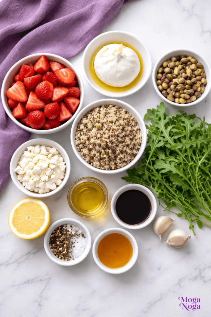 Strawberry Burrata Quinoa Salad with Pistachios-Ingredients
