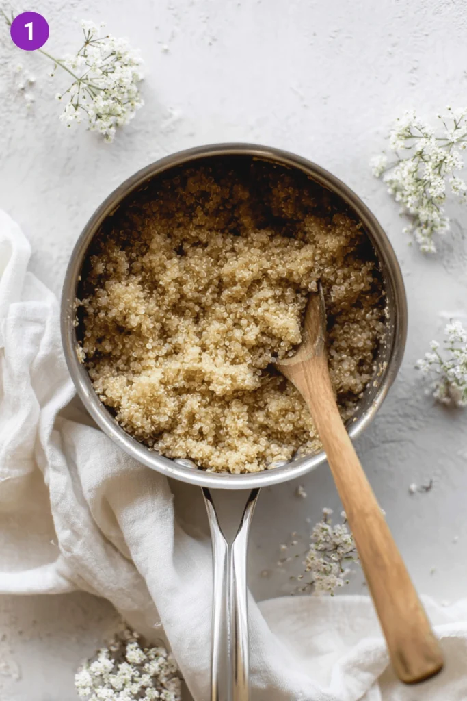 Strawberry Burrata Quinoa Salad with Pistachios-Steps1