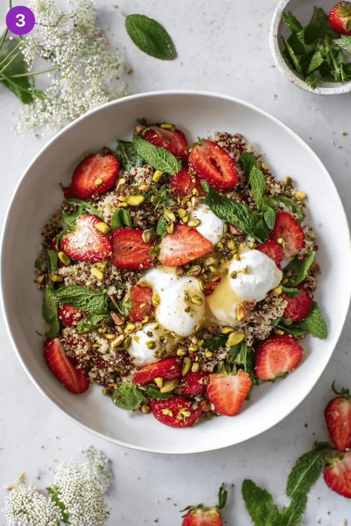 Strawberry Burrata Quinoa Salad with Pistachios-Steps3
