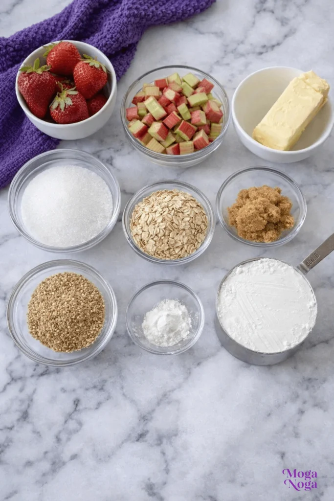 Strawberry Rhubarb Crumb Bars-ingredients