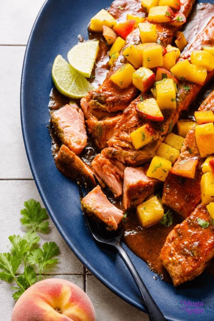 Chili Miso Salmon with Peach Mango Salsa-1