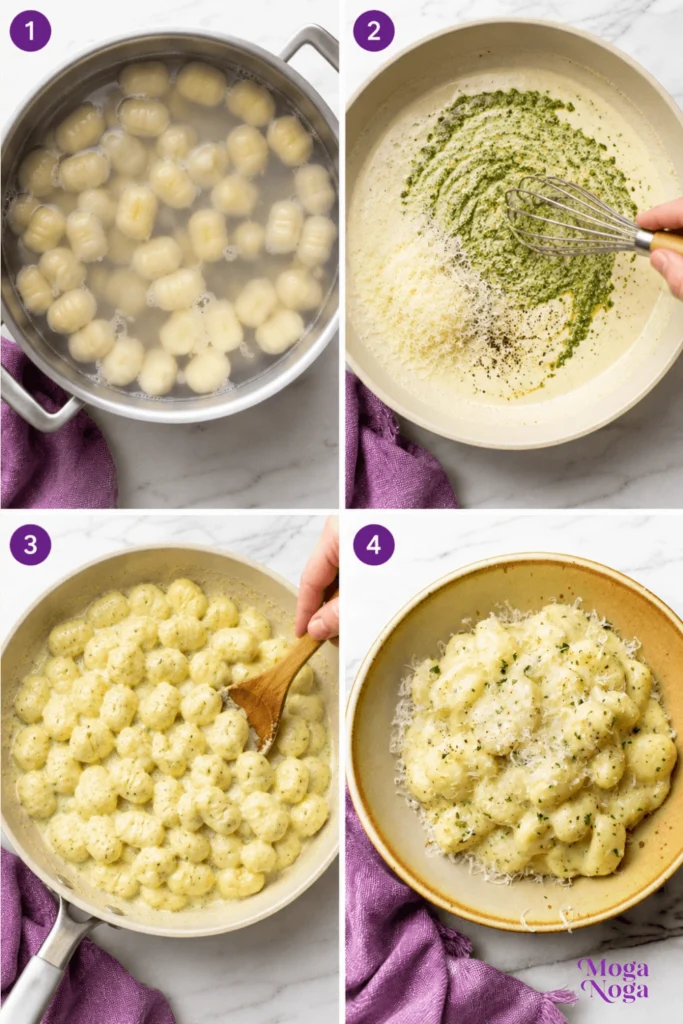 Creamy Pesto Gnocchi-Instructions