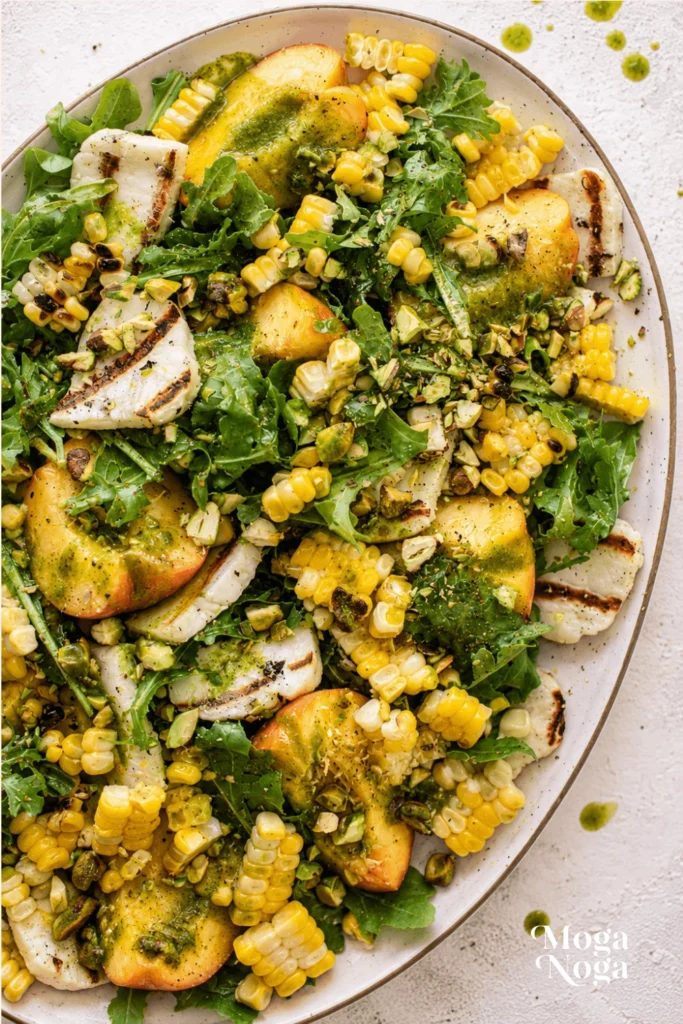 Grilled Halloumi, Corn and Peach Summer Salad-2