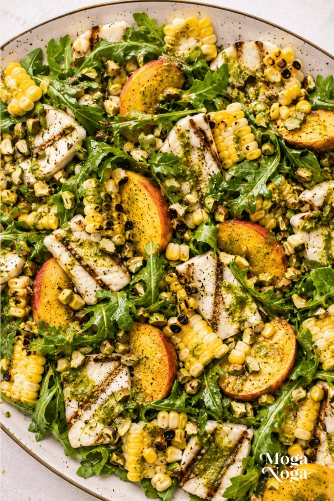 Grilled Halloumi, Corn and Peach Summer Salad-3