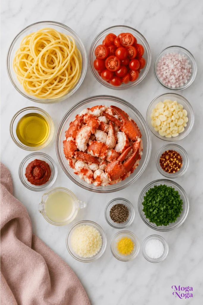 Lobster Pasta Recipe (with tomatoes and garlic)-Ingredients