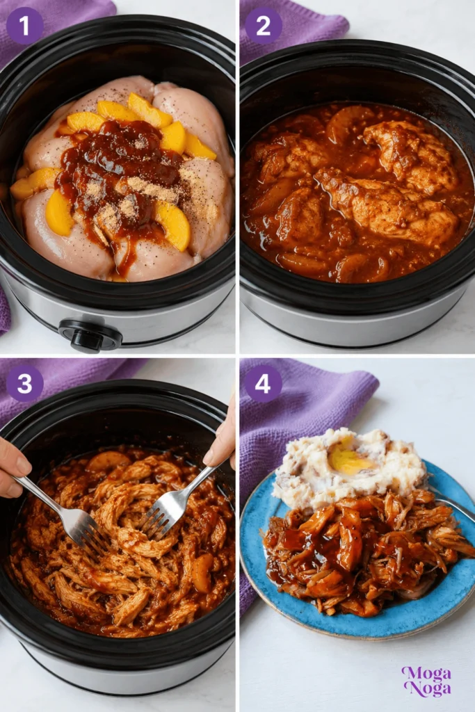 Slow Cooker Peach Barbecue Chicken-Instructions