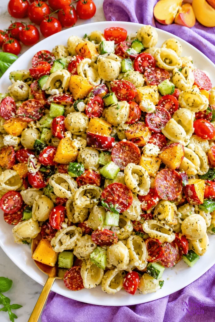 Summer Pasta Salad with Peach and Creamy Feta-1