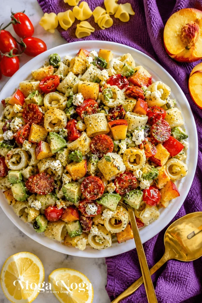 Summer Pasta Salad with Peach and Creamy Feta