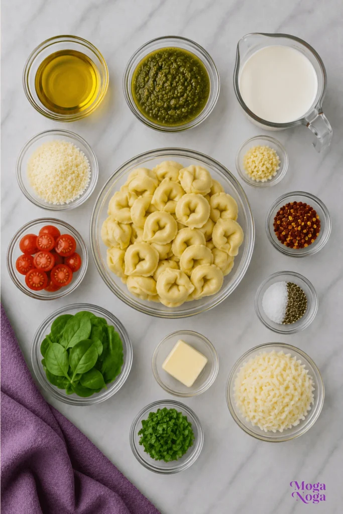 Creamy Pesto Tortellini-Ingredients